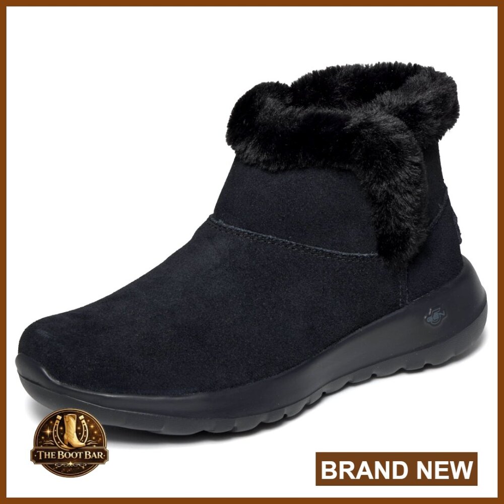 Leather Ankle Boots with Faux Fur Trim and Pull-On Closure